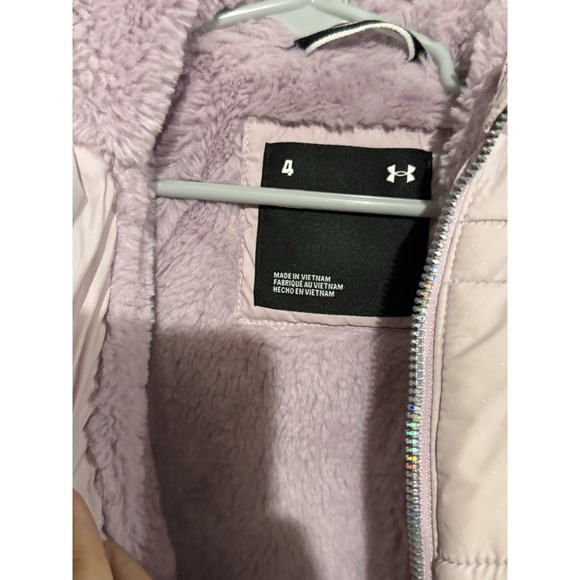 Under Armour Girls Puffer Hooded Jacket Pink Youth 4 - Picture 3 of 7